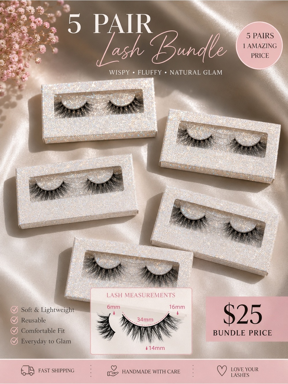 5-Pair Wispy Lash Bundle - Black False Eyelashes